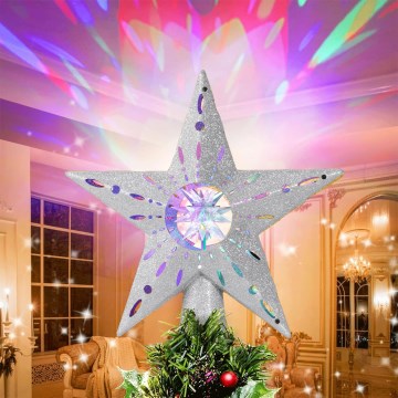 Aigostar - LED jõuluprojektor lumekristallidega LED/5W/230V mitmevärviline täht hõbedane