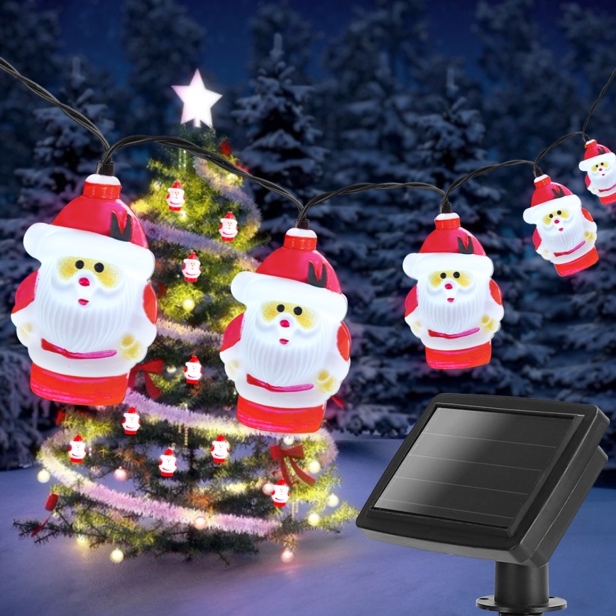 Aigostar - LED Jõuluteemaline päikesepaneeliga valguskett 10xLED/3,8 m IP44 külm valge 400 mAh