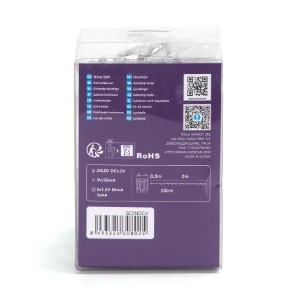 Aigostar - LED Jõuluteemaline valguskett 100xLED/3xAA 10,3m mitmevärviline