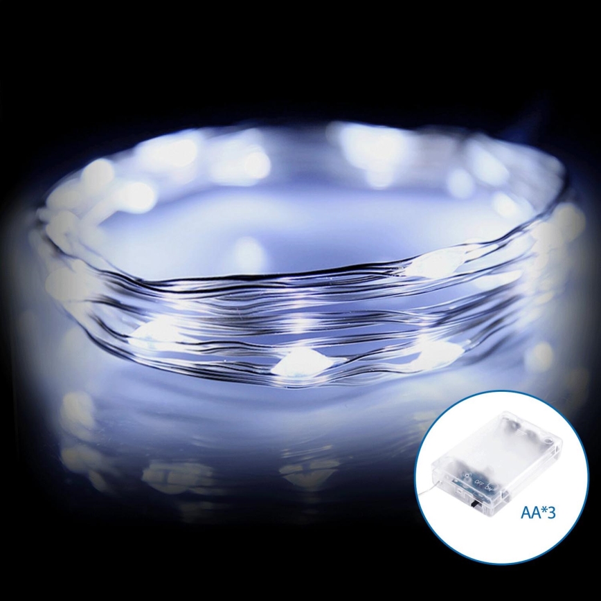 Aigostar - LED Jõuluteemaline valguskett 20xLED/3xAA 2,3m külm valge
