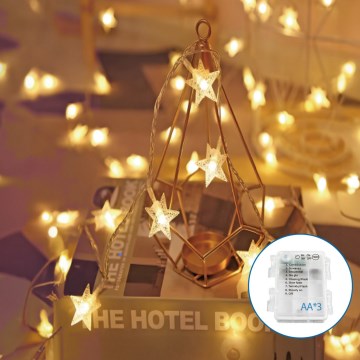 Aigostar - LED Jõuluteemaline valguskett 20xLED/3xAA 3,3m tähed
