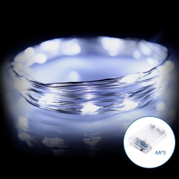 Aigostar - LED Jõuluteemaline valguskett 50xLED/3xAA 5,3m külm valge