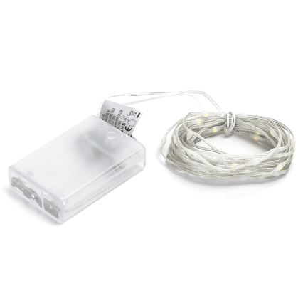 Aigostar - LED Jõuluteemaline valguskett 50xLED/3xAA 5,3m külm valge