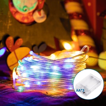 Aigostar - LED Jõuluteemaline valguskett 50xLED/3xAA 5,3m mitmevärviline