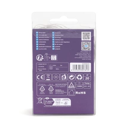 Aigostar - LED Jõuluteemaline valguskett 50xLED/3xAA 5,3m soe valge