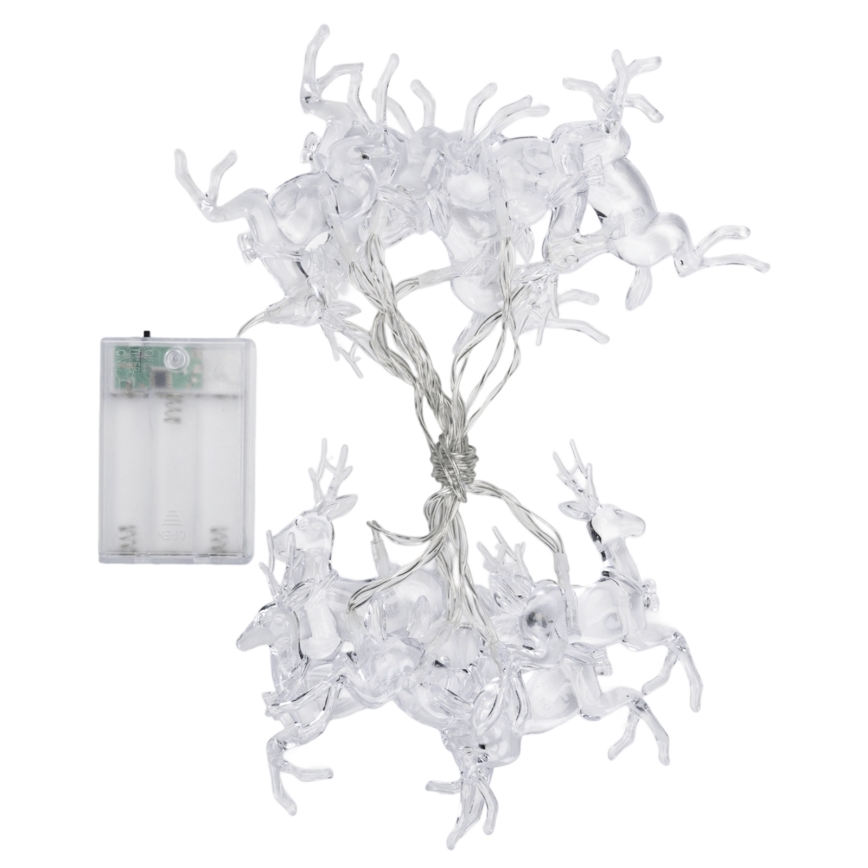 Aigostar - LED jõulutuled 10xLED/3xAA 1,5m soe valge hirved
