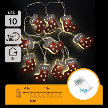 Aigostar - LED jõulutuled 10xLED/3xAA 1,5m soe valge jõulusukad