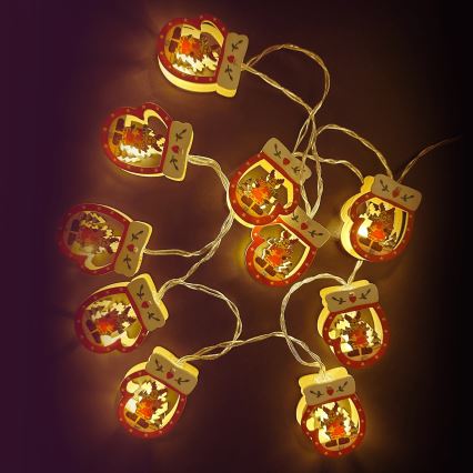 Aigostar - LED jõulutuled 10xLED/3xAA 1,5m soe valge kindad