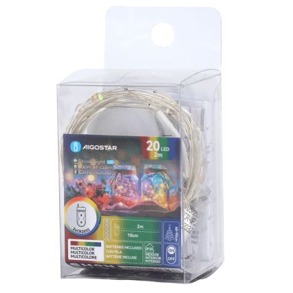 Aigostar - LED jõulutuled 20xLED/2xCR2032 2m mitmevärvilised
