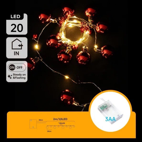Aigostar - LED jõulutuled 20×LED/3×AA, 2 m, soe valge