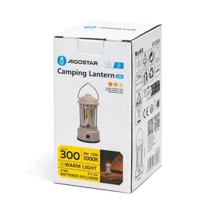 Aigostar - LED Kaasaskantav matkamine lamp LED/3W/3xAA