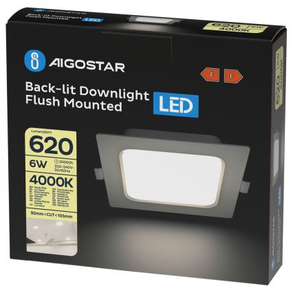 Aigostar - LED Laedpaneel LED/6W/230V 4000K 12x12 cm valge