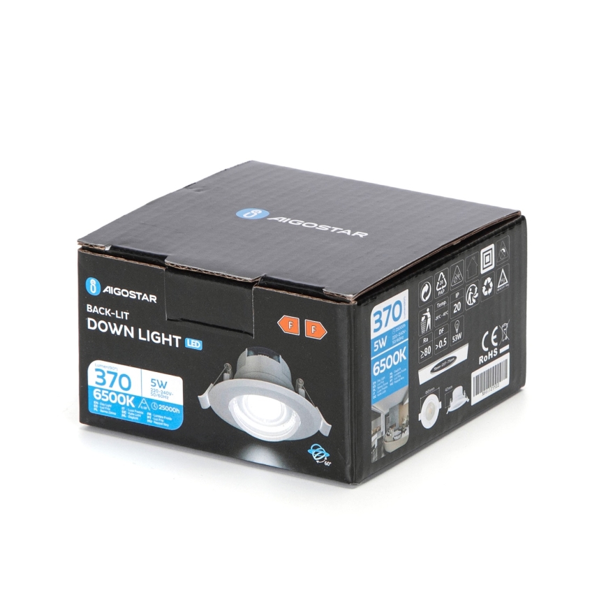 Aigostar - LED laelamp LED/5W/230V 6500K, diameeter 8,5 cm, valge
