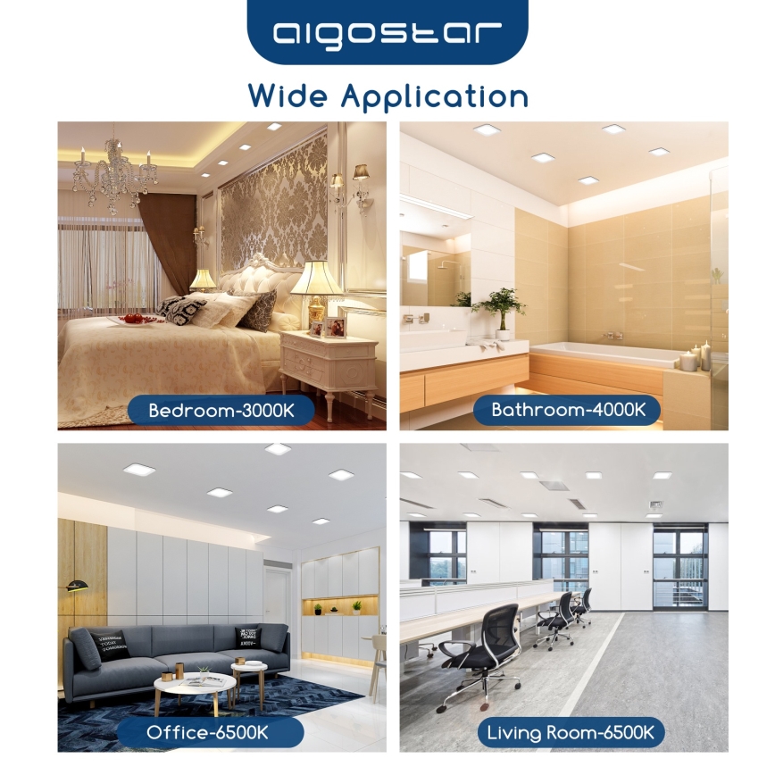 Aigostar - LED laesiseselt paigaldatav valgusti LED/6W/230V 4000K 12x12 cm valge