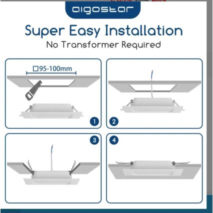 Aigostar - LED laesüvistatav valgusti LED/6W/230V 6500K 12x12 cm valge