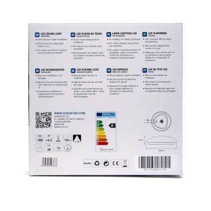 Aigostar - LED laevalgusti LED/12W/230V 3000K Ø 28 cm