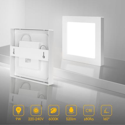 Aigostar - LED laevalgusti, pinnakinnitusega LED/9W/230V 6000K 12,2x12,2 cm valge