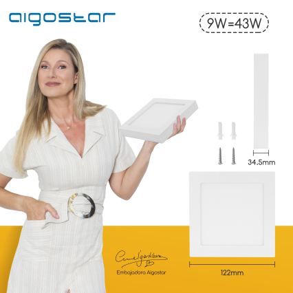 Aigostar - LED laevalgusti, pinnakinnitusega LED/9W/230V 6000K 12,2x12,2 cm valge