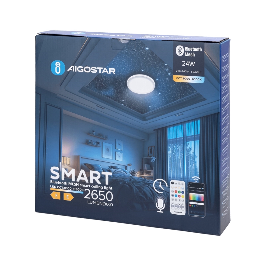 Aigostar - LED Hämardatav laevalgusti vannituppa MESH Nutikas LED/24W/230V 3000-6500K IP44 + kaugjuhtimispult