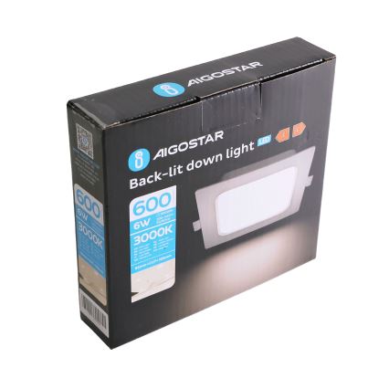 Aigostar - LED lageda valgusti LED/6W/230V 3000K 12x12 cm valge