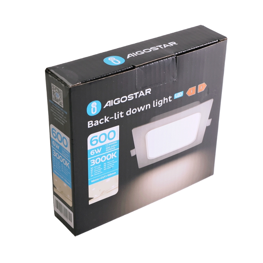 Aigostar - LED lageda valgusti LED/6W/230V 3000K 12x12 cm valge