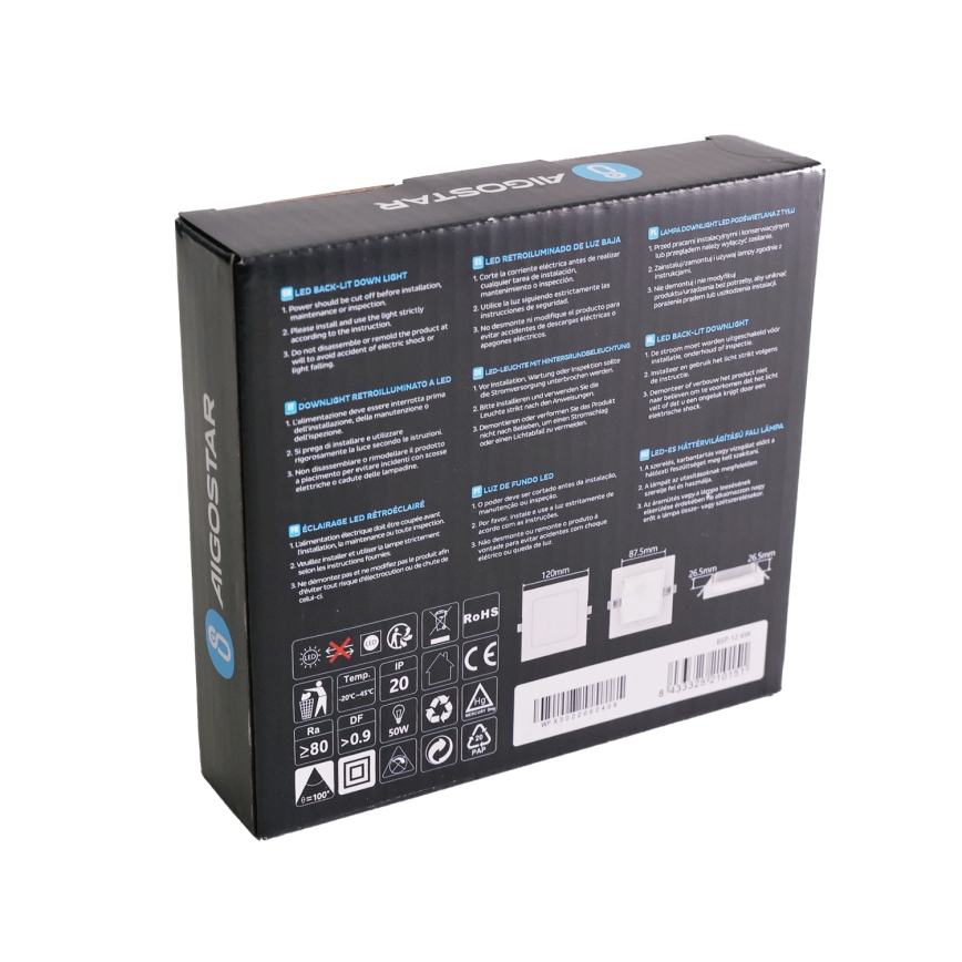 Aigostar - LED lageda valgusti LED/6W/230V 3000K 12x12 cm valge