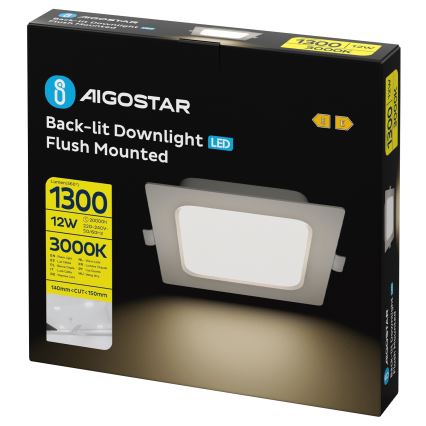 Aigostar - LED Lagi valgusti LED/12W/230V 3000K 17,5x17,5 cm valge