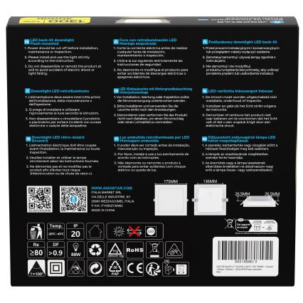 Aigostar - LED Lagi valgusti LED/12W/230V 3000K 17,5x17,5 cm valge