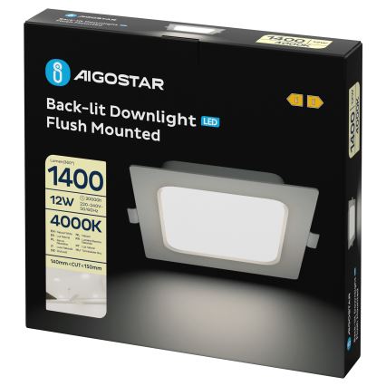 Aigostar - LED Lagi valgusti LED/12W/230V 4000K 17,5x17,5 cm valge