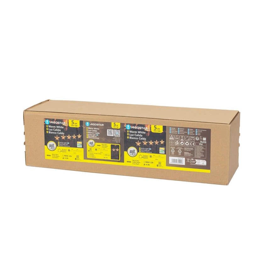 Aigostar - LED Päikesepaneeliga jõuluvalgustus LED/0,054W/1,2V 1m IP65 soe valge