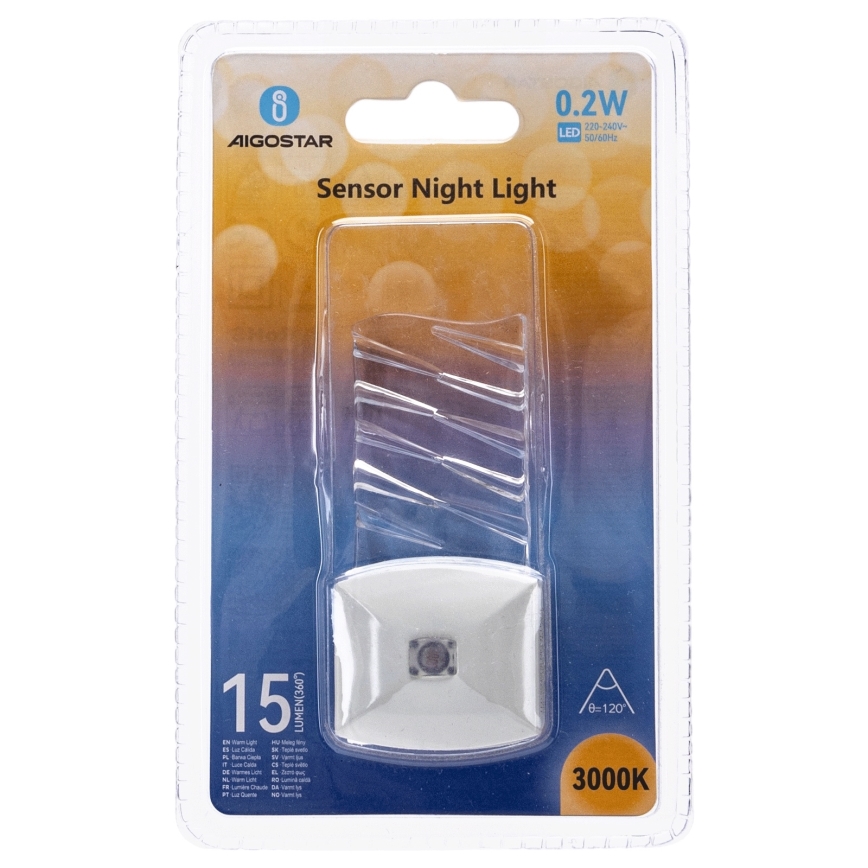 Aigostar - LED Öövalgusti hämardusanduriga LED/0,2W/230V 3000K