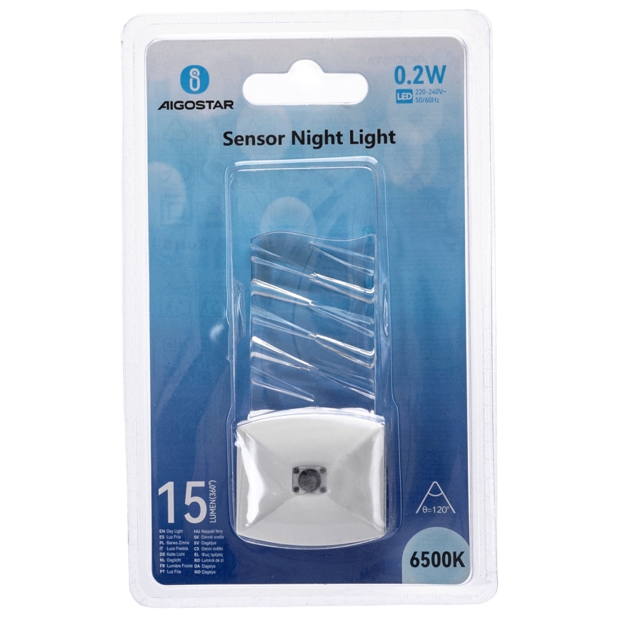 Aigostar - LED Öövalgusti hämardusanduriga LED/0,2W/230V 6500K