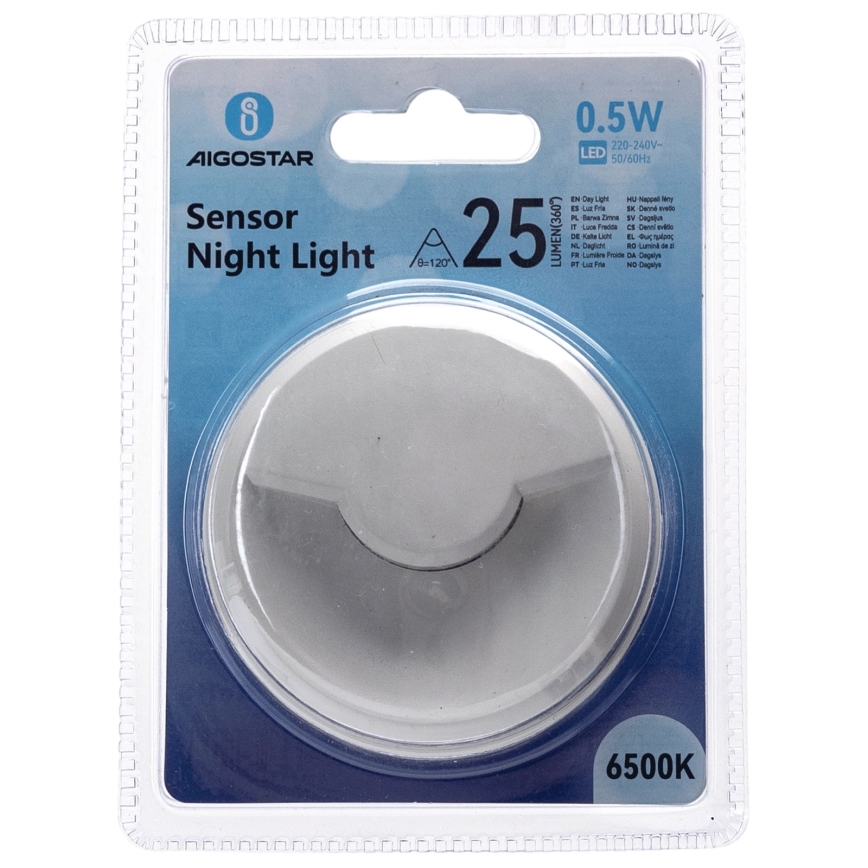 Aigostar - LED Öövalgusti hämardusanduriga LED/0,5W/230V 6500K