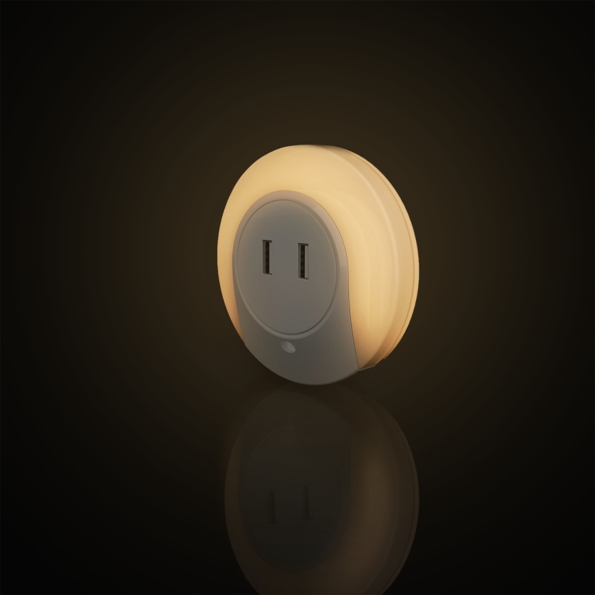Aigostar - LED-öölamp hämaruseanduriga, pistikusse ühendatav, USB-ühendusega LED/0,4W/230V