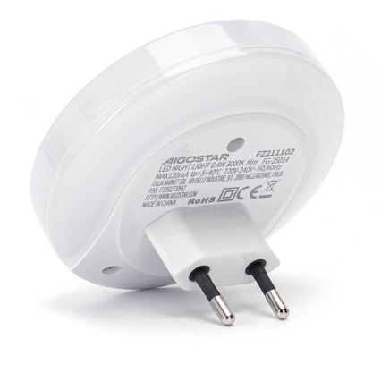 Aigostar - LED-öölamp hämaruseanduriga, pistikusse ühendatav, USB-ühendusega LED/0,4W/230V