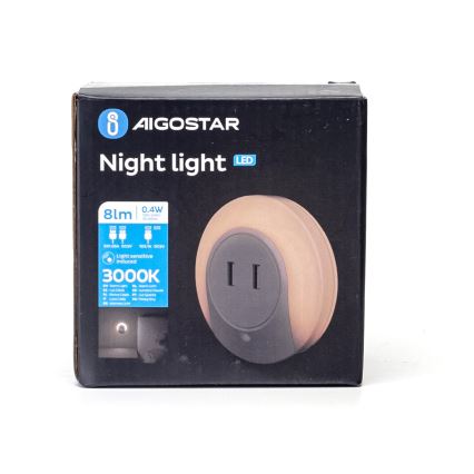 Aigostar - LED-öölamp hämaruseanduriga, pistikusse ühendatav, USB-ühendusega LED/0,4W/230V