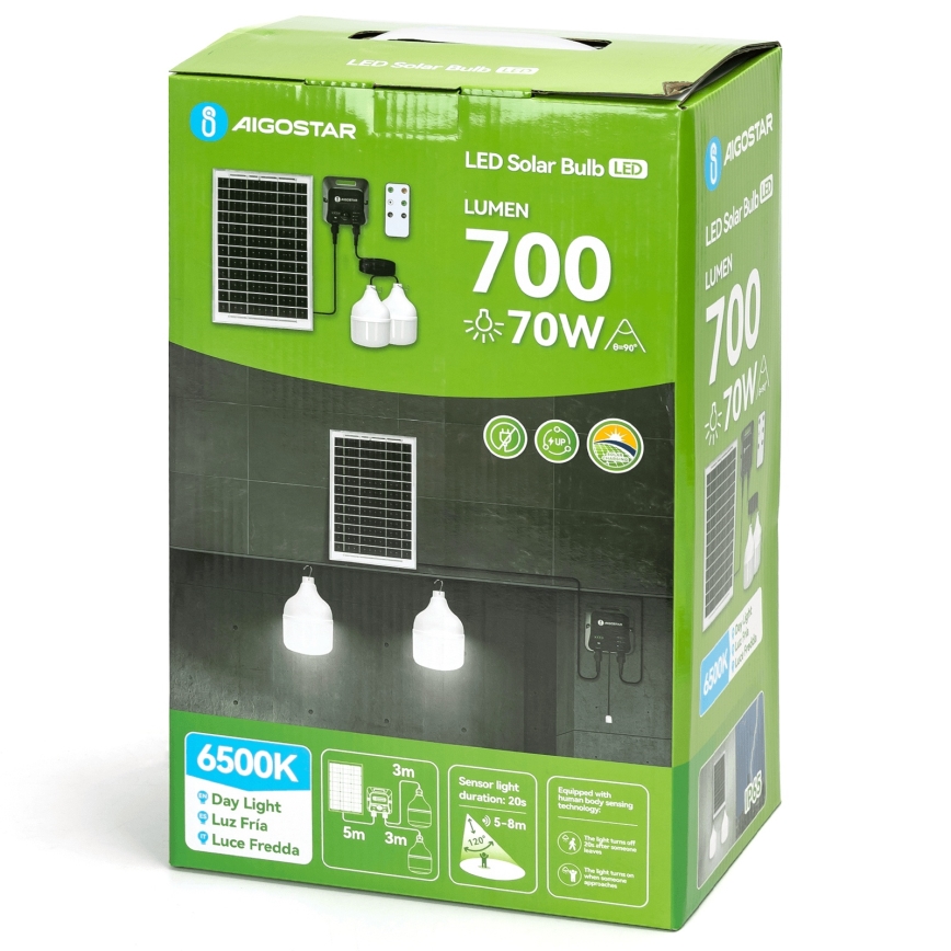 Aigostar - LED-päikeselühter anduriga 2xLED/35W/12V 6000 mAh 6500K IP65 läbimõõt 10 cm + kaugjuhtimispult