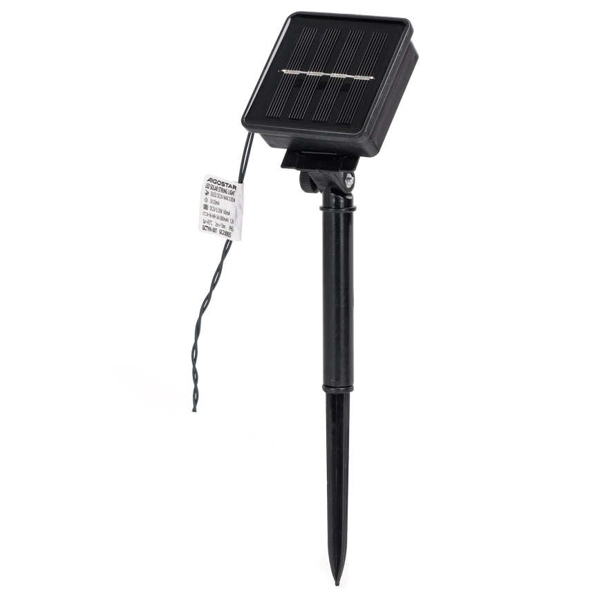 Aigostar - LED päikesepaneeliga valguskett 50xLED/8 funktsiooni 12m 800mAh IP65 soe valge