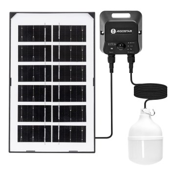 Aigostar - LED-päikeseenergial töötav lühter anduriga LED/35W/12V 3000 mAh 6500K IP65 läbimõõt 10 cm + kaugjuhtimispult