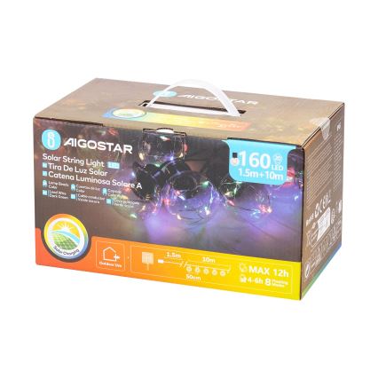 Aigostar - LED päikesekett 20xLED/8 režiimi 11,5m IP65 mitmevärviline