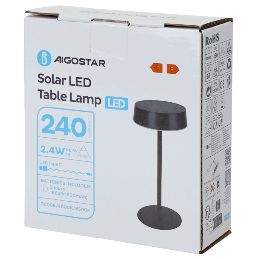 Aigostar - LED päikeselamp LED/2,4W/5V IP44