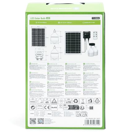 Aigostar - LED päikeselühter 2xLED/35W/12V 6000 mAh 6500K IP65 läbimõõt 10 cm + kaugjuhtimispult
