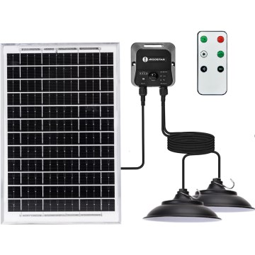 Aigostar - LED päikeselühter anduriga 2xLED/35W/12V 6000 mAh 6500K IP65 läbimõõt 15 cm + kaugjuhtimispult