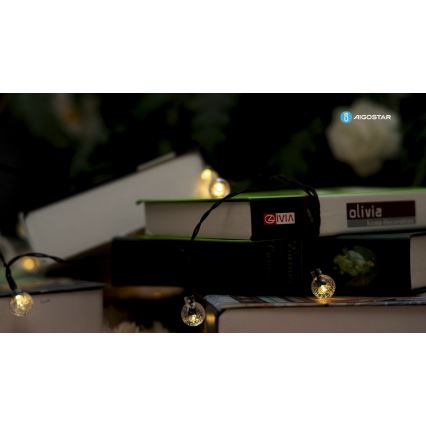 Aigostar - LED Päikesepaneel Dekoratiivne kett 50xLED/8 funktsiooni 12m IP65 800 mAh soe valge