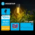 Aigostar - LED Päikesepaneeliga dekoratiivne kett 10xLED/8 funktsiooni 10,5m IP65 soe valge