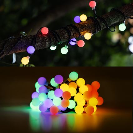 Aigostar - LED Päikesepaneeliga dekoratiivne kett 50xLED/8 funktsiooni 12m IP65 800 mAh mitmevärviline