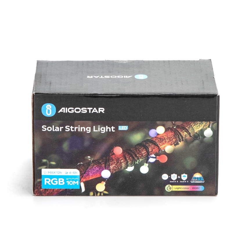 Aigostar - LED Päikesepaneeliga dekoratiivne kett 50xLED/8 funktsiooni 12m IP65 800 mAh mitmevärviline