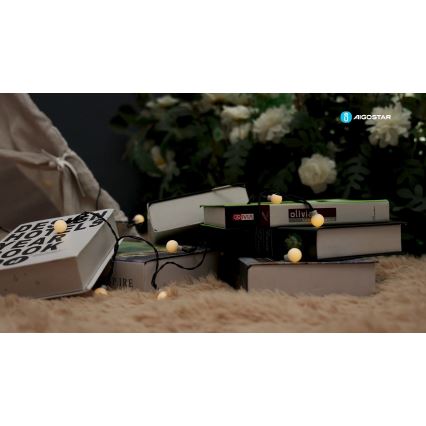 Aigostar - LED Päikesepaneeliga dekoratiivne kett 50xLED/8 funktsiooni 12m IP65 800 mAh soe valge