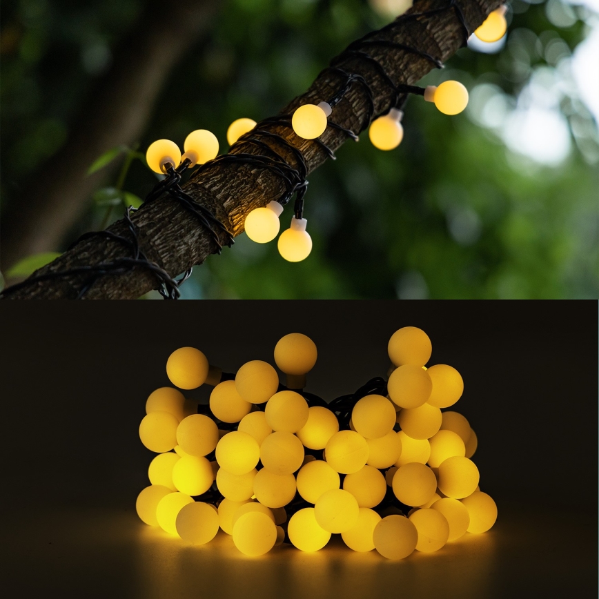 Aigostar - LED Päikesepaneeliga dekoratiivne kett 50xLED/8 funktsiooni 12m IP65 800 mAh soe valge