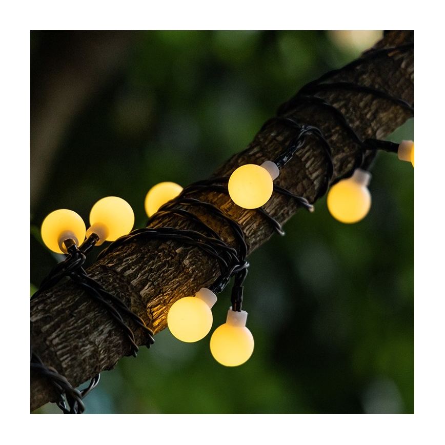 Aigostar - LED Päikesepaneeliga dekoratiivne kett 50xLED/8 funktsiooni 12m IP65 800 mAh soe valge